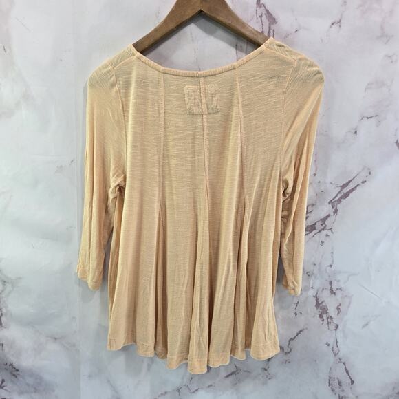 Anthropologie Shirt Womens Small Orange Pastel Long Sleeve Flowy V Deletta - Picture 5 of 11